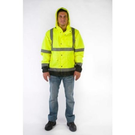 OLD TOLEDO BRANDS Utility Pro High-Visibility Rain Jacket, ANSI Class 3, XL, Yellow/Black UHVR642-XL-YB